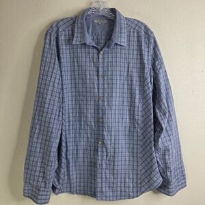 Ted Baker London Mens Shirt 6 Blue Plaid‎ Casual Button Down Long Sleeve